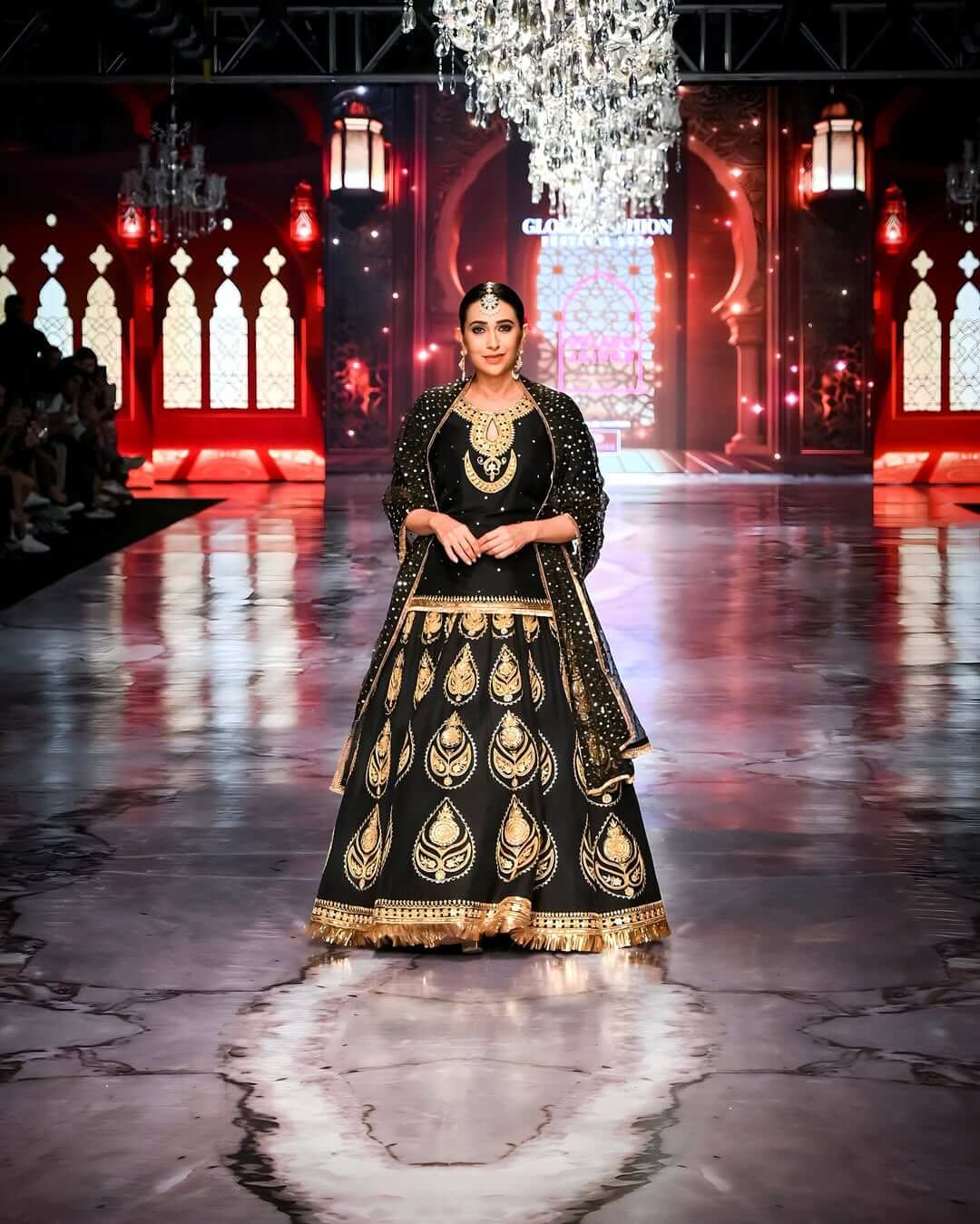 Anita Dongre to Papa Don't Preach: Rock Your Holiday Look with South Asian Designers: Bollywood actress, Karisma Kapoor, stuns in this classic lehenga from the Naayab collection. Photo Credit: www.instagram.com @gulabo_jaipur @therealkarismakapoor @mr.photographist01