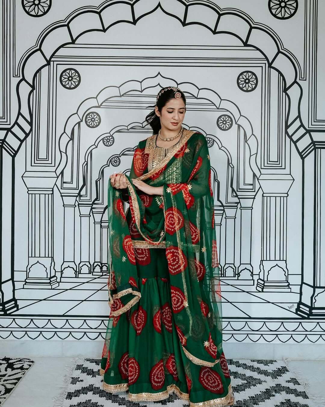 Anita Dongre to Papa Don't Preach: Rock Your Holiday Look with South Asian Designers: I can't get enough of the boldness of the Nazara collection. This piece can easily be taken up a notch with a golden pair of heels and the colours are so festive! Photo Credit: www.instagram.com @gulabo_jaipur @gulabojaipurbrides