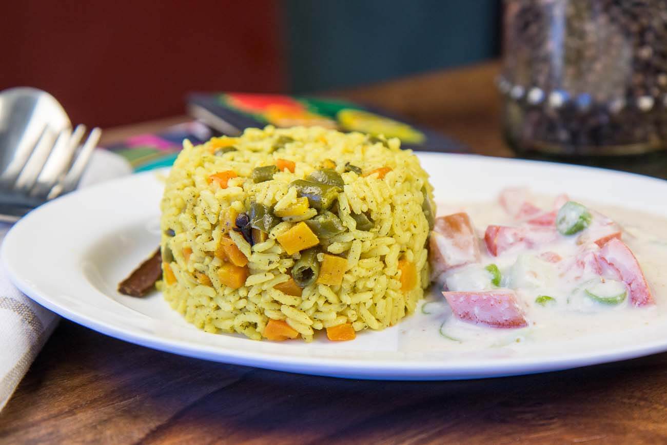 Healthy Back-to-School Meal Prep Ideas: South Asian Edition – Vegetable Pulao with Raita.